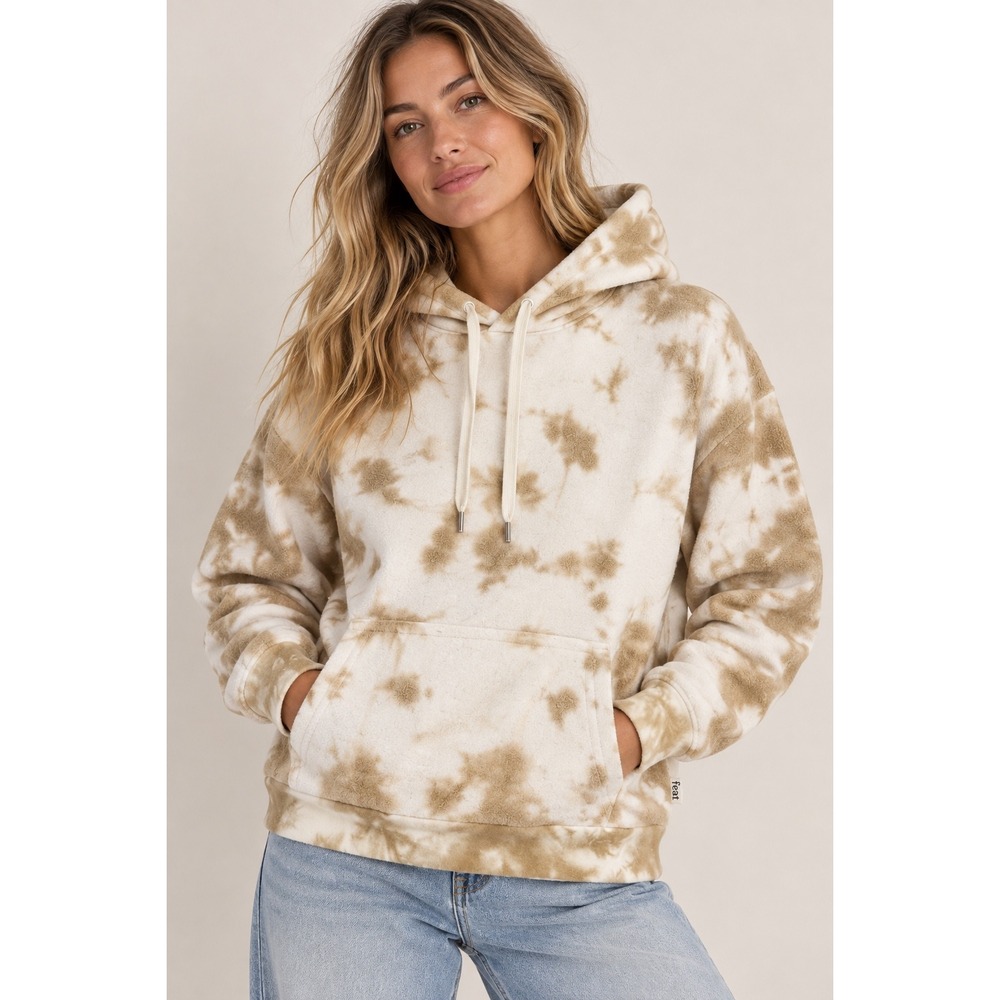 Feat Clothing BlanketBlend Hoodie Medium Tan Cream Tie Dye Pullover Sweatshirt